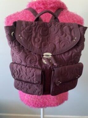 VERA BRADLEY Classic Metal Clasp Maroon Backpack Wine Microfiber Gorgeous & Rare